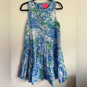 Lilly Pulitzer Trina Poplin Swing Modest Dress Suns Out Frenchie Blue Small